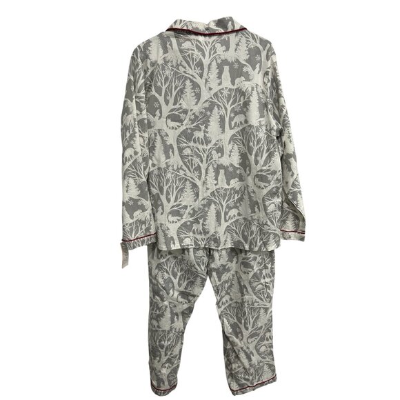 Gilligan & OMalley NWT White Gray Cotton Pajama Set Red Piping Sz XXL - Picture 2 of 15